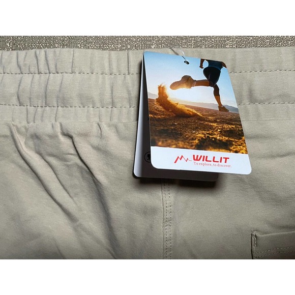 NEW Willit Women’s Large L Tan Beige Flat Front Shorts Pockets Drawstring Waist - Picture 4 of 4